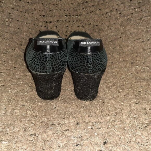 Vintage TED LAPIDUS-Black Suede/Leather Patterned Wedges-Sz 38-Excellent - Picture 5 of 7